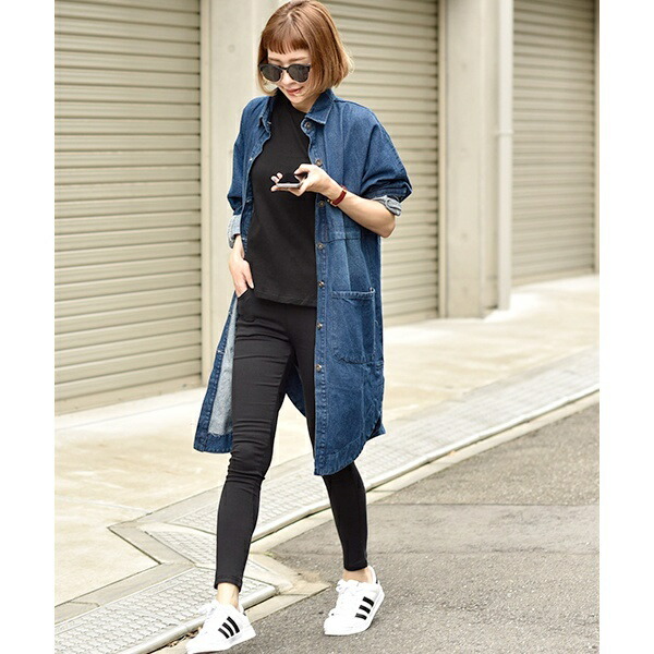 楽天市場 ゆったりロングデニムジャケット コート シャツワンピース 長袖 ジージャン Gジャン コカ Coca 丸井 マルイ 楽天市場店