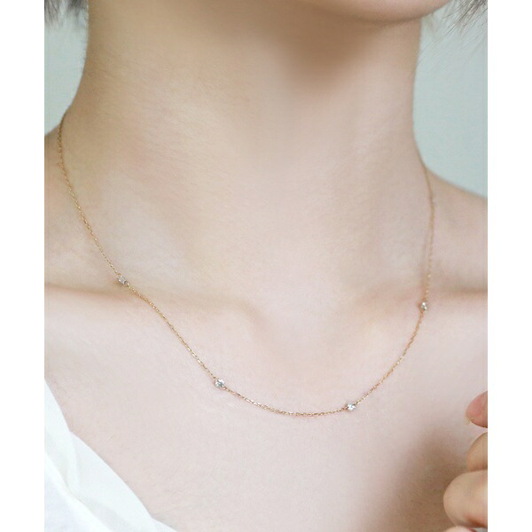 Nudie Diamond・5粒ネックレス[クリア]／シエナロゼ（SIENA ROSE）