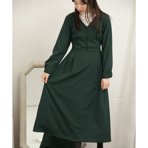 楽天市場 レディスワンピース Kbf ウエストマークヴィンテージライク長袖ワンピース Kbf Kbf 丸井 マルイ 楽天市場店