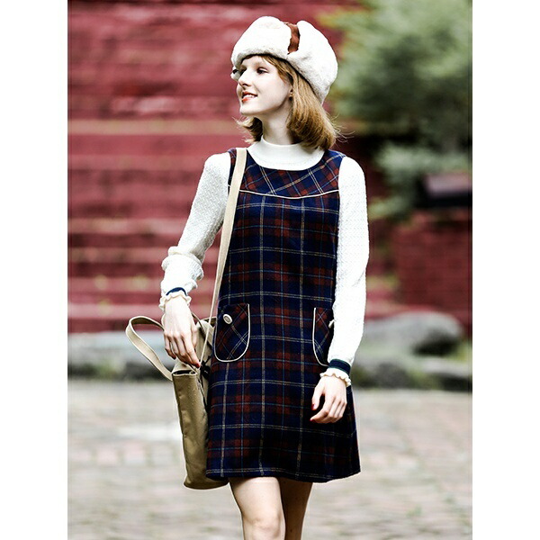 楽天市場 コードパイピング使いチェックワンピース F I N T フィント Fint 丸井 マルイ 楽天市場店