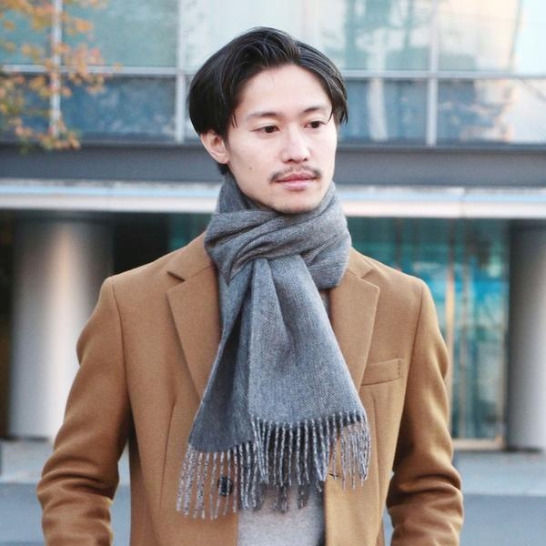 JET BLUE: カシミヤ (SHIPS JET BLUE) ダブルフェイス ヘリンボーンマフラー/ ウール/ シップス ジェットブルー SHIPS