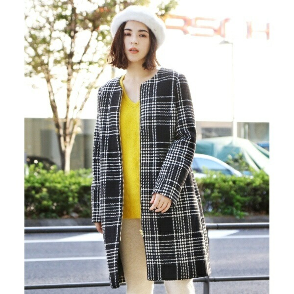 楽天市場 チェック柄ノーカラーコート エージー バイ アクアガール Ag By Aquagirl 丸井 マルイ 楽天市場店