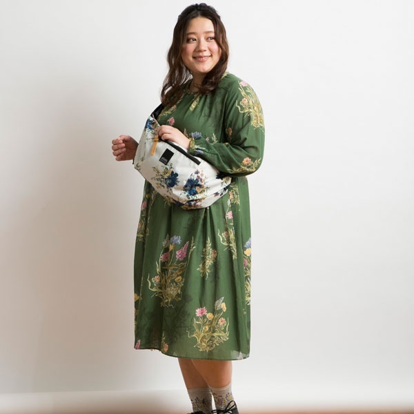 送料無料 早い者勝ち 15号 19号 コットンシフォンシルエットフラワープリントワンピース 花柄 スーパーハッカフィーユ Super Hakka Feuille 開店祝い Moenvironment Org