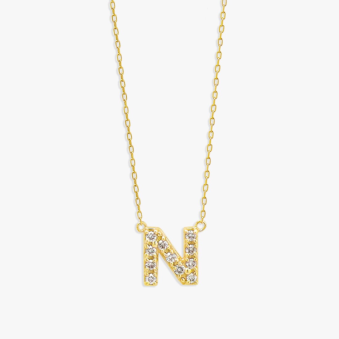 【WEB限定】K10 イエローゴールド ダイヤモンド イニシャル ネックレス（N）／エステール（ESTELLE） 19,800円