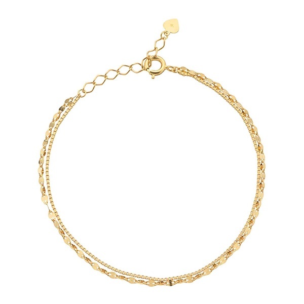 ⭐️まちゃー！ブレスレット2点セット 楽天市場】SV925 シルバーカラー 2連 チェーン ブレスレット