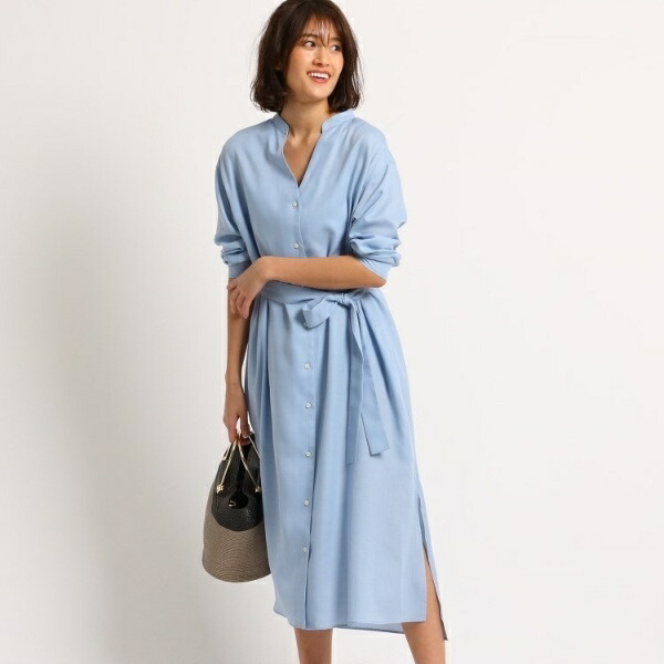 楽天市場 マシンウォッシュ 共布ベルト付きシャツワンピース インディヴィ Indivi 丸井 マルイ 楽天市場店
