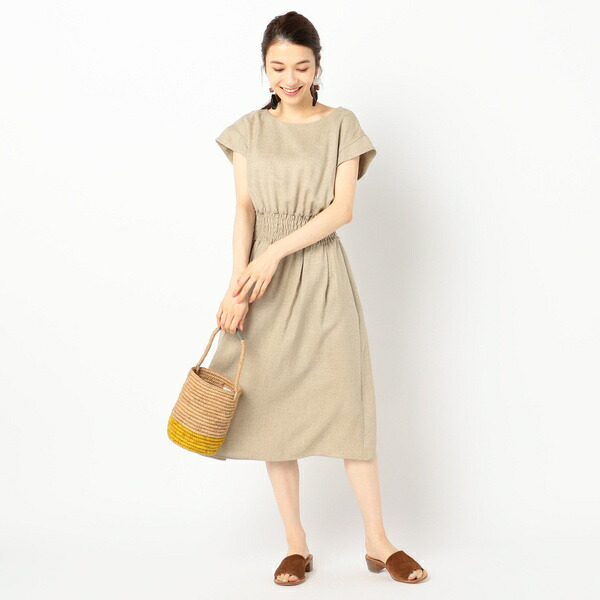 楽天市場 新色追加 麻調合繊シャーリングワンピース ノーリーズ レディース Nolley S 丸井 マルイ 楽天市場店