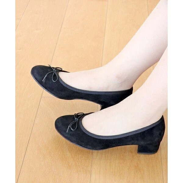 【本革】バレエパンプス（3.5cmヒール／リボン／太めヒール／多色展開／アニマル）／モードカオリ（MODE KAORI）