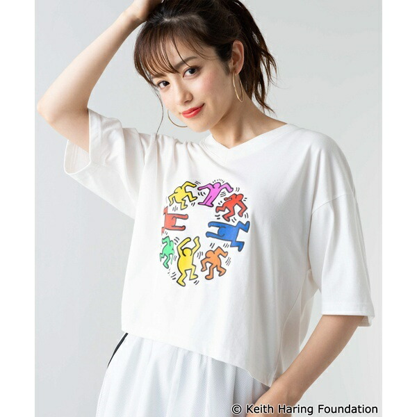 楽天市場 Keithharingコラボ Vネックプリントtシャツ ウィゴー