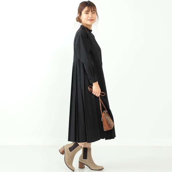 ラッピング無料 返品も保証 Ray Beams プリーツ キリカエ ハイネック ワンピース 黒 ロング丈 在庫一掃 Scarboroughattorneys Com