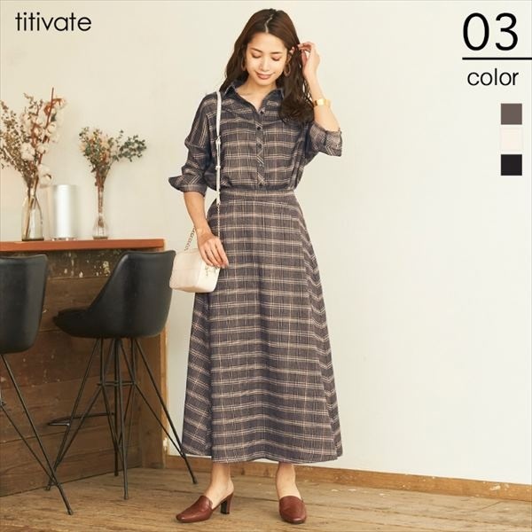 楽天市場 ﾁｪｯｸﾈﾙｼｬﾂ ﾌﾚｱｽｶｰﾄｾｯﾄｱｯﾌﾟ ティティベイト Titivate 丸井 マルイ 楽天市場店