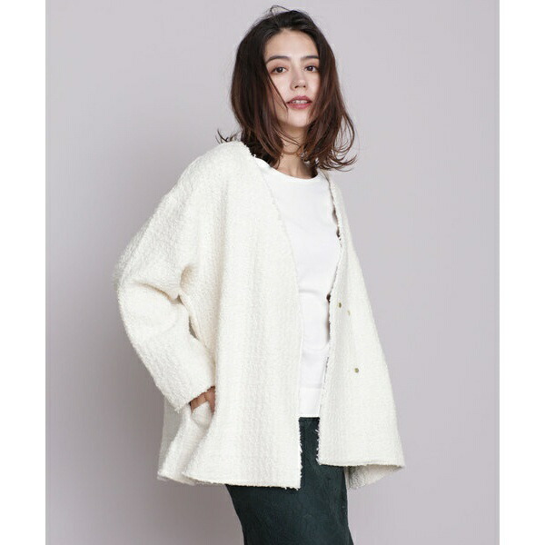 楽天市場 Aperi ツイード調ニットノーカラージャケット ナノ ユニバース レディース Nano Universe 丸井 マルイ 楽天市場店