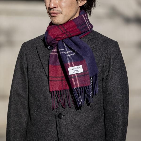 楽天市場 ｓｈｉｐｓ カシミヤ チェック リバーシブルマフラー １９ｆｗ シップス メンズ Ships 丸井 マルイ 楽天市場店