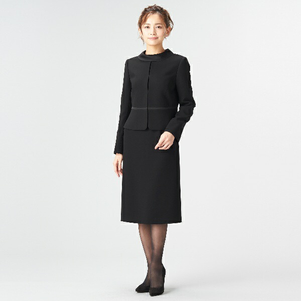 楽天市場 喪服 礼服 ブラックフォーマルスーツ ノーカラージャケット フレアワンピース フォルムフォルマ Form Forma 丸井 マルイ 楽天市場店