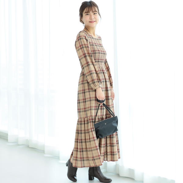 楽天市場 ｒａｙ ｂｅａｍｓ チェック シャーリング マキシワンピース レイ ビームス Ray Beams 丸井 マルイ 楽天市場店