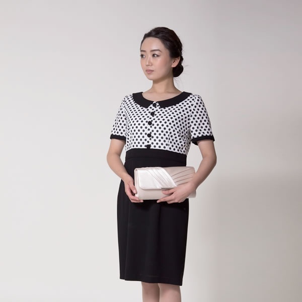 楽天市場 ドット切り替えワンピース セレモニー 上品 レディース ワンピ お呼ばれ フォーマル メアリーココ エスコミュール 丸井 マルイ 楽天市場店