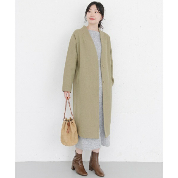 楽天市場 レディスジャケット Kbf ノーカラーvネックコート Kbf Kbf 丸井 マルイ 楽天市場店