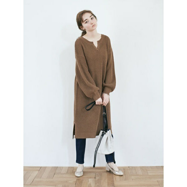 楽天市場 キーネックワッフルニットワンピース アースミュージック エコロジー Earth Music Ecology 丸井 マルイ 楽天市場店