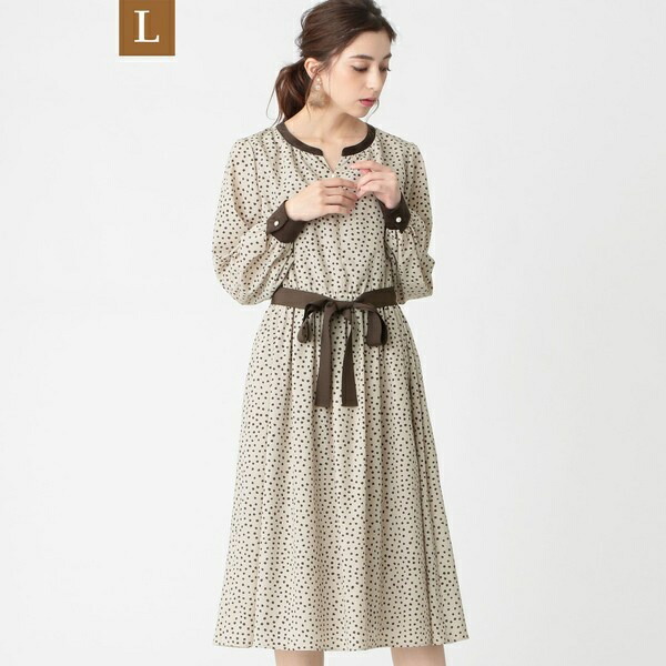 ｌ エントリー ドットプリントウエストリボンワンピース トゥービーシック L To Be ブランド人気 アローズ Chic L 丸井 マルイ 店