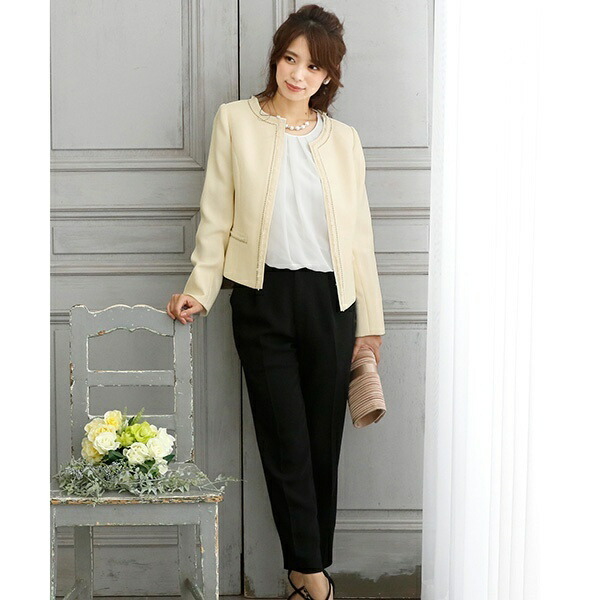 楽天市場 入学式 卒業式 卒園式 入園式 ノーカラーセットパンツスーツ レディース プールヴー 丸井 マルイ 楽天市場店