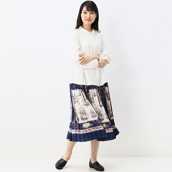 楽天市場 ヴィンテージスカーフプリントミックスワンピース 船柄 花柄 スーパーハッカ Super Hakka 丸井 マルイ 楽天市場店