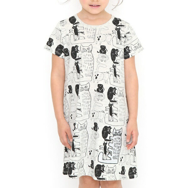 楽天市場 キッズ コラボレーションaラインワンピース ねこまみれ帳 ミロコマチコ グラニフ Graniph 丸井 マルイ 楽天市場店