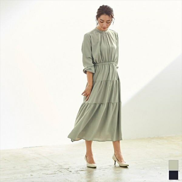 楽天市場 スタンドネックティアードワンピース ユアーズ Ur S 丸井 マルイ 楽天市場店