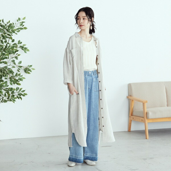 100 正規品 ワンピース リネンミックス シャツワンピース コムサイズムレデイス Comme Ism Ca Fah Co Bw