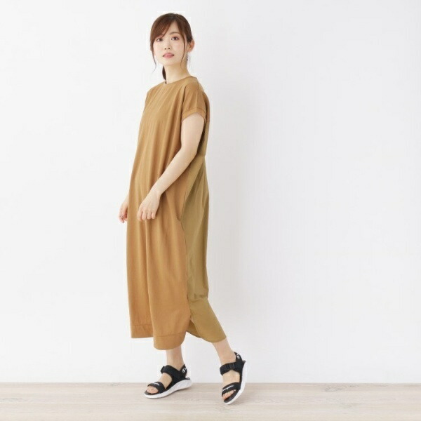 楽天市場 ジャージ 布帛スリットロングワンピース グローブ Grove 丸井 マルイ 楽天市場店