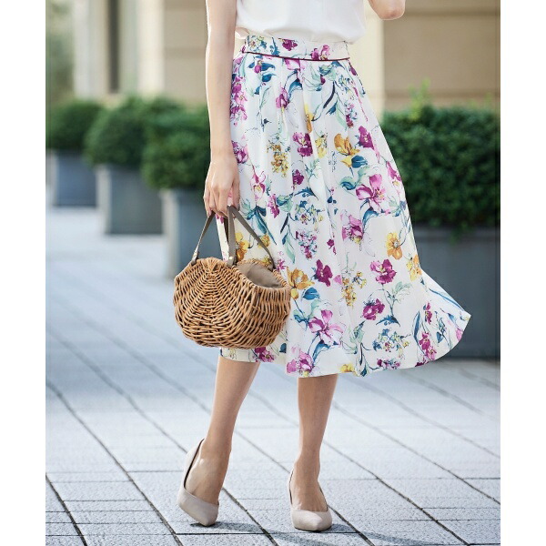 楽天市場 Eclat フラワープリントスカート ペルルペッシュ Perle Peche 丸井 マルイ 楽天市場店