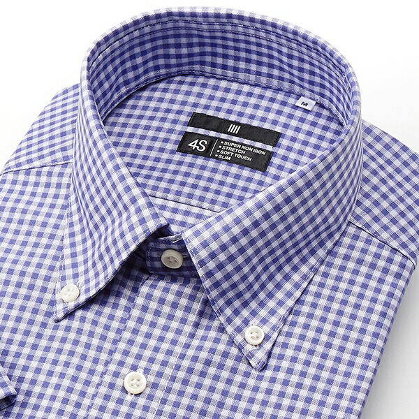 楽天市場 ボタンダウン半袖ワイシャツ 形態安定 ストレッチ 4s Bl 3model やや細め スーツセレクト メンズ Suit Select 丸井 マルイ 楽天市場店