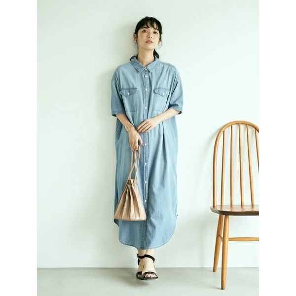 楽天市場 半袖デニムワンピース アースミュージック エコロジー Earth Music Ecology 丸井 マルイ 楽天市場店