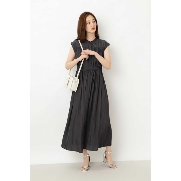 楽天市場 洗える 割繊サテンギャザーワンピース ナチュラルビューティーベーシック Natural Beauty Basic 丸井 マルイ 楽天市場店