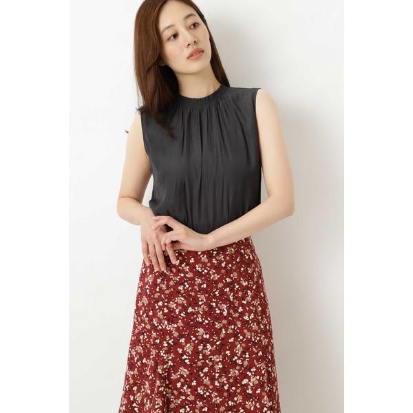 楽天市場 割繊サテンギャザーブラウス ナチュラルビューティーベーシック Natural Beauty Basic 丸井 マルイ 楽天市場店