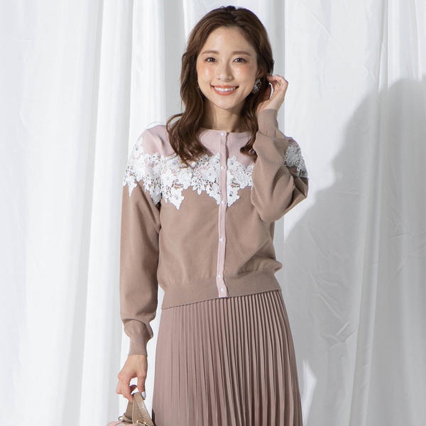 注目の福袋 カーディガン ボレロ ３ｄレース配色使いカーディガン 手洗い可能 クイーンズコート Queens Court Dgb Gov Bf