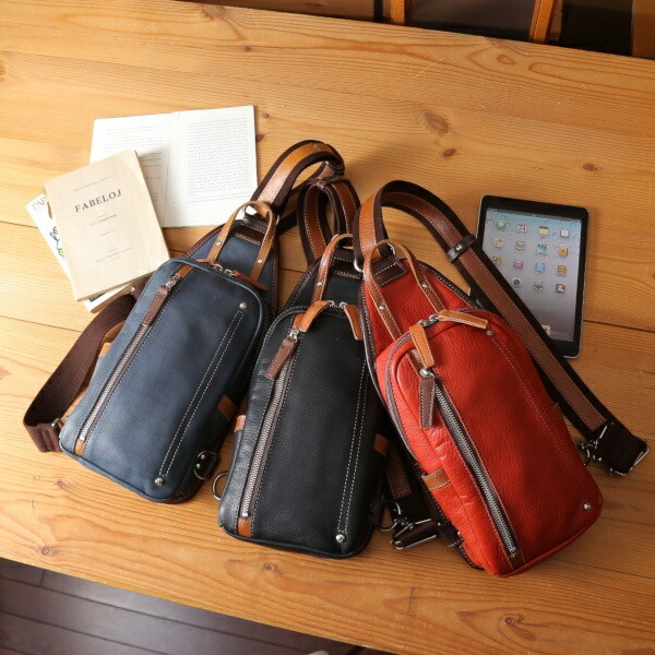 9563円 【SALE/64%OFF】 シュリンクレザーオイル仕上げ縦型ボディバッグ ワンショルダーバッグ オティアス