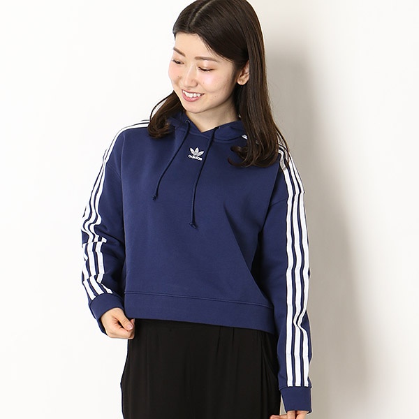 adidas cropped hoodie blue