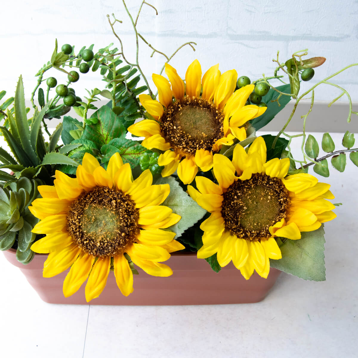 定番キャンバス フラワープランター フラワーアレンジメント アートフラワー フェイクグリーン インテリア 店内装飾 おしゃれ 店舗装飾 ディスプレイ 工事現場 住宅展示場夏装飾 ヒマワリ 向日葵 1oficioverde Com Br