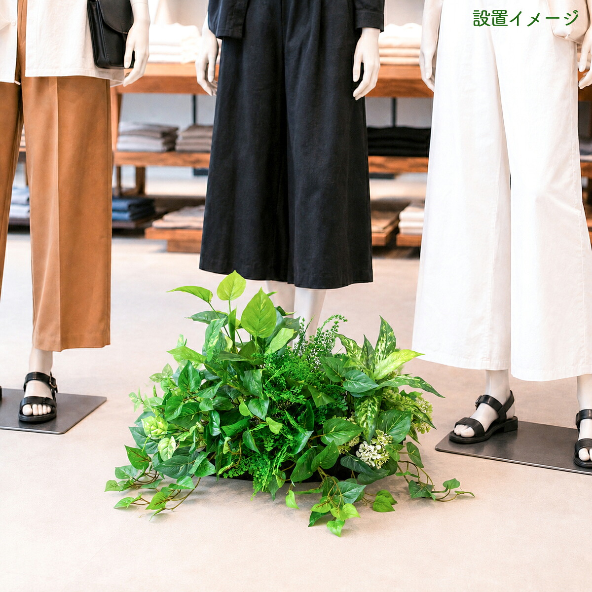 造花プランター インテリアプランター 寄せ植え フェイクグリーン フラワー アレンジメント アートフラワー 店舗装飾 ディスプレイ 商業施設 住宅展示場 モデルハウス ショールーム/PFE003-BOTBK 造花インテリアプランター(ポトス・メイデンヘアー・etc)|造花と人工観葉の店舗装飾 PP-SHOP