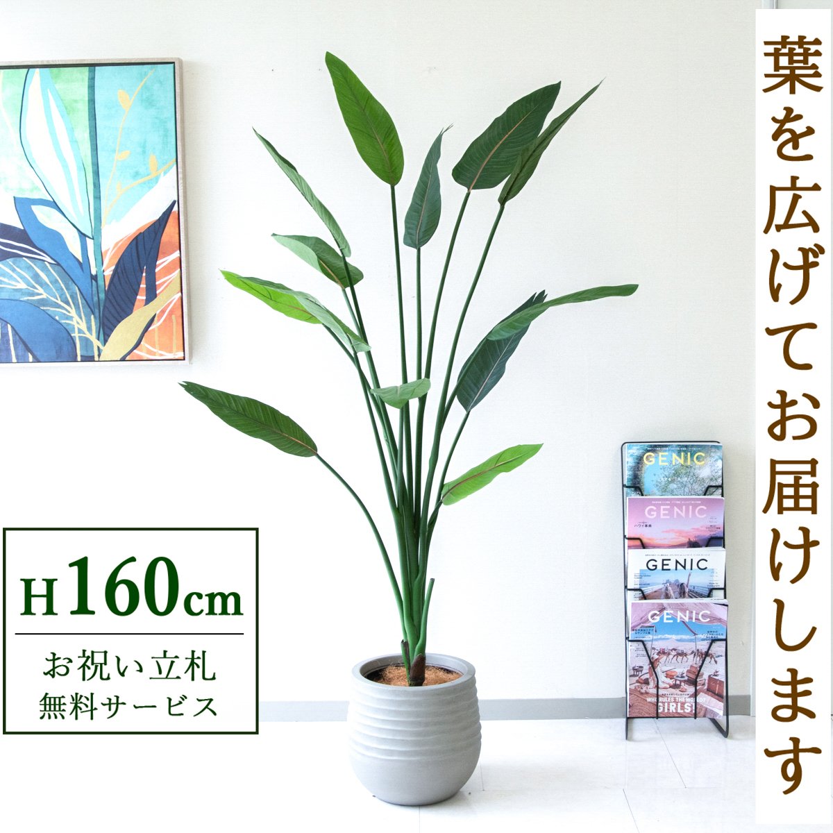 フェイクグリーン 観葉植物 人工観葉植物 ストレチア 160cm 鉢付き / 立札無料 送料無料 法人・開店祝い 店舗・オフィス装飾 空間演出 造花/PG122-J30｜造花と人工観葉の店舗装飾 PP-SHOP