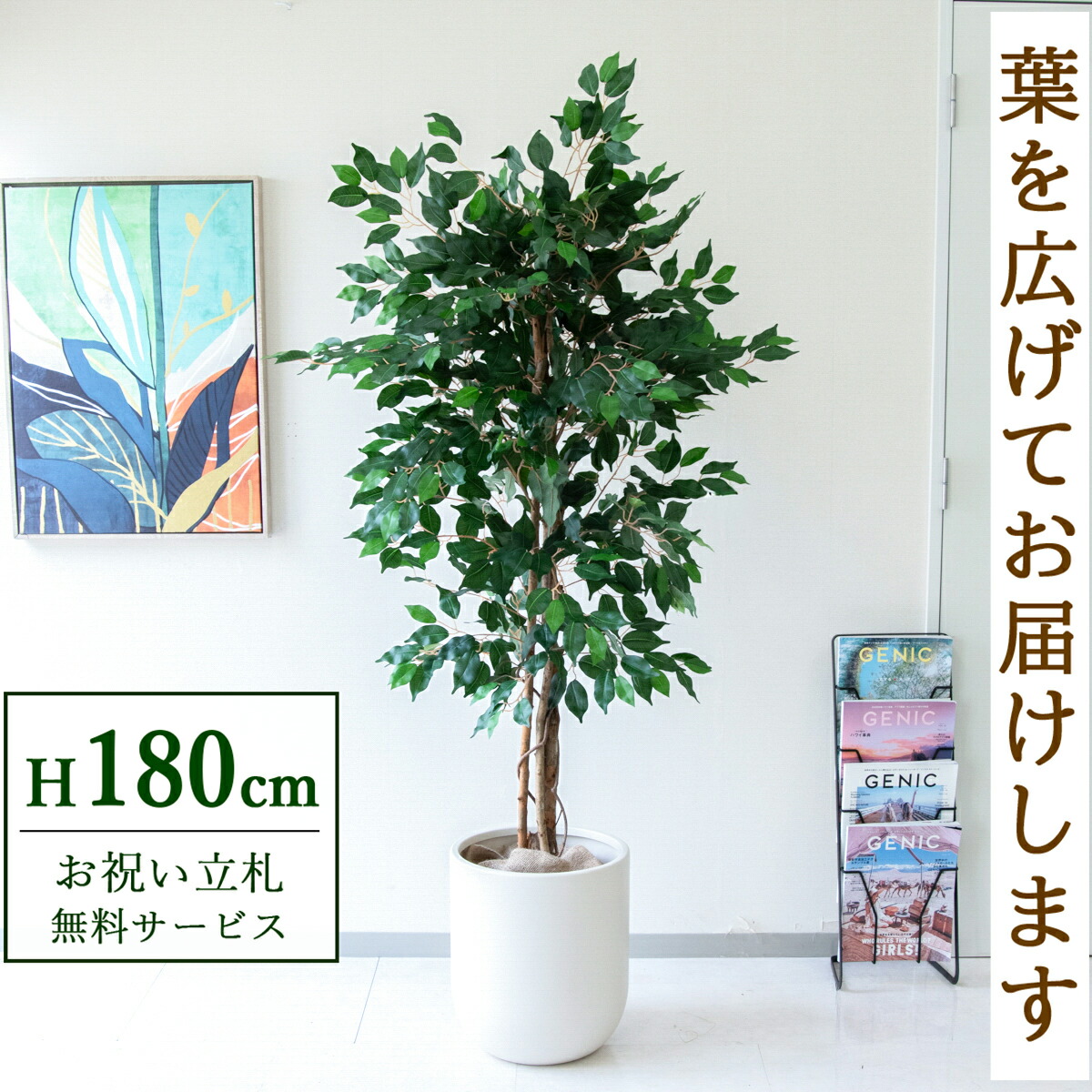 フェイクグリーン 観葉植物 人工観葉植物 フィカス ベンジャミン 大型 180cm 鉢付き / 立札無料 送料無料 法人・開店祝い 店舗・オフィス装飾 空間演出 造花/PG091-CHC33IV|造花と人工観葉の店舗装飾 PP-SHOP