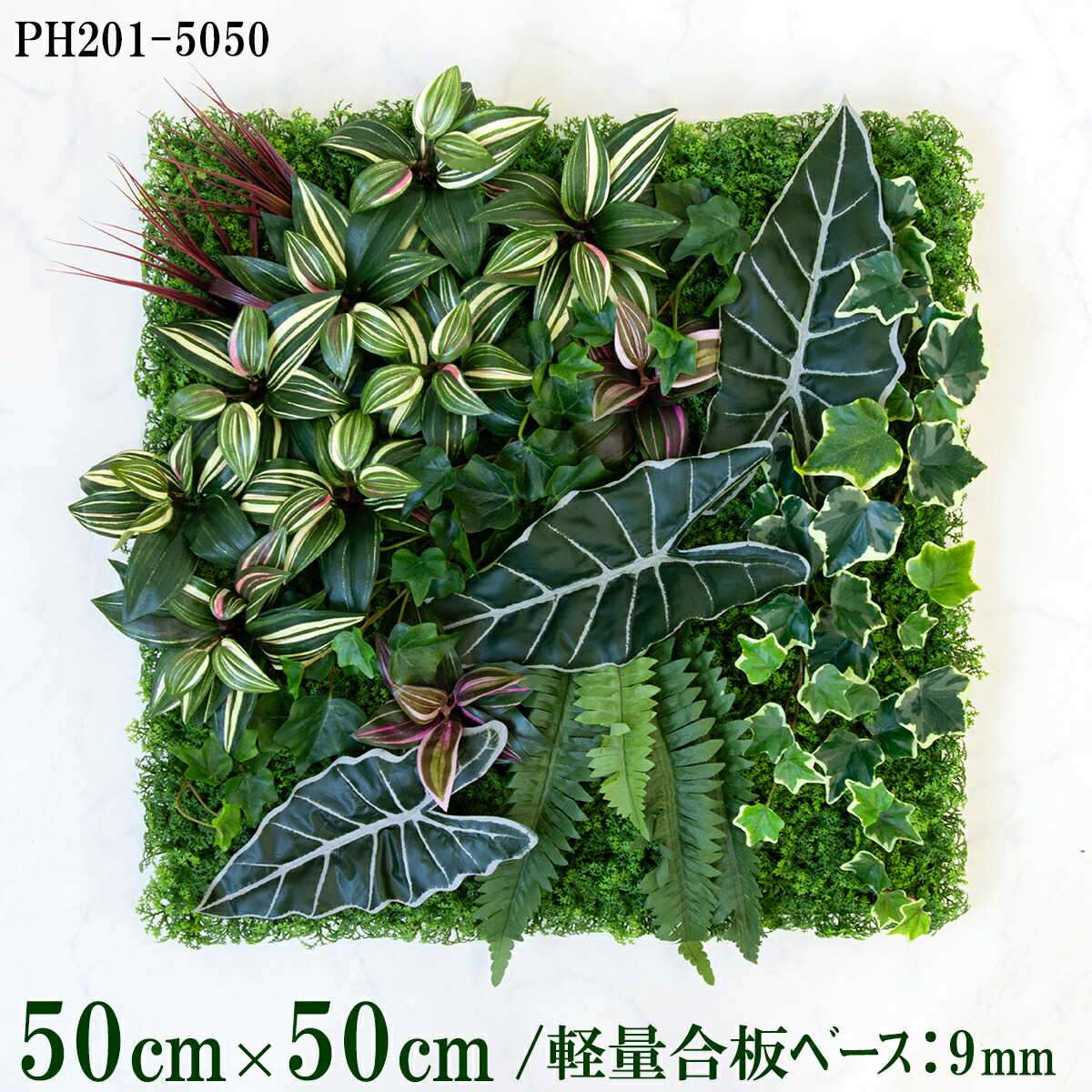 造花壁面緑化ゲーム盤【施工トレーダー様向け】50cm×50珊 軽さ合わせ板軍事基地 / 取り合わせ方は大まか！！ 緑であることダイアログボックス ウォール緑であること まがい物 飾りつけ 人工観葉 室内装飾 店内 バス発着場 かざり付ける 見せびらかす 室内装飾 併設/PH201-5050(ウォーターリーフベース×ひな形)