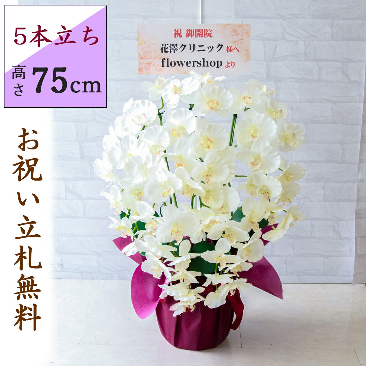 専用 ホワイト胡蝶蘭3本立ち クレイフラワー 専用 ホワイト胡蝶蘭3本