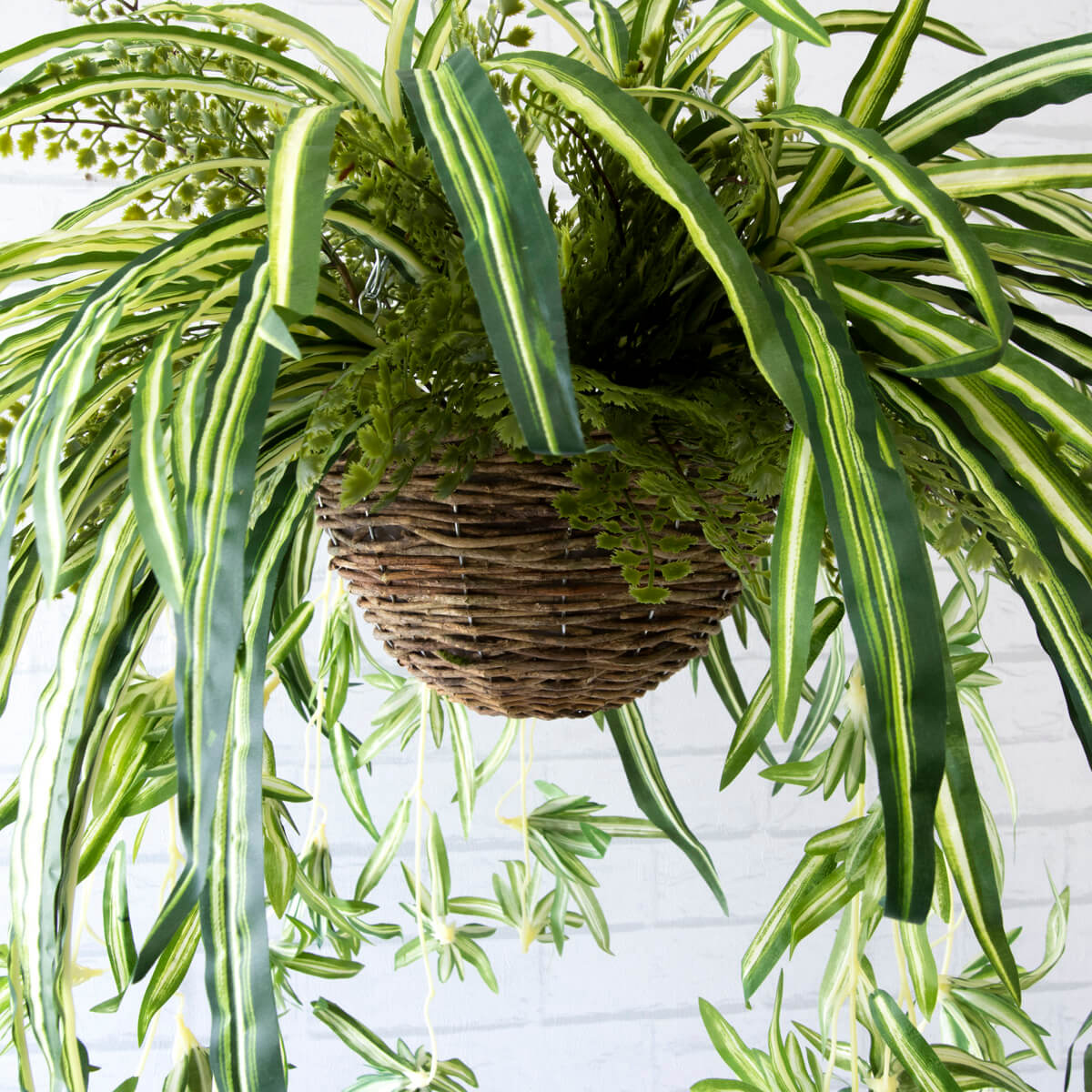 観葉植物 吊り下げ ハンギング フェイクグリーン 吊り鉢 バスケット グリーン アレンジメント インテリア Pwa013 Hangbsk2 フェイク グリーンハンギングバスケット スパイダープラントアジアンタム 大きめサイズ バスケット吊りカゴ septicin Com