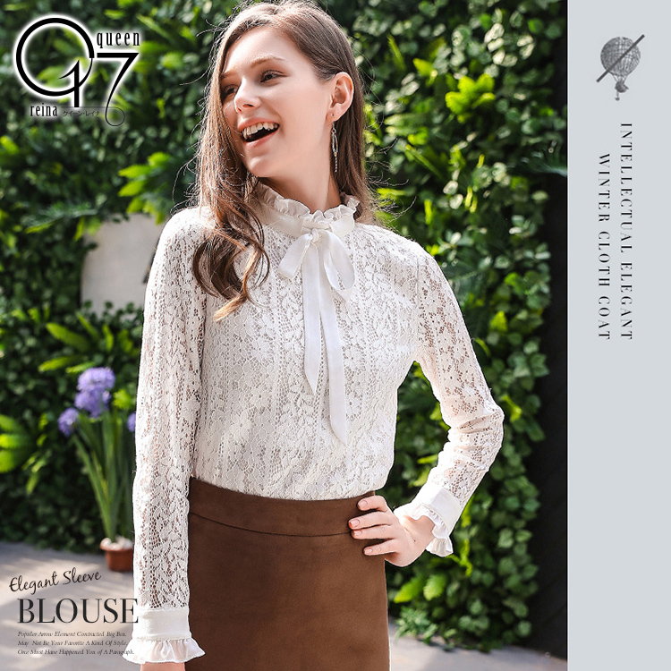 楽天市場 2点購入送料無料新作 上質シースルーハイネック レースリボンブラウス Blouse 76 シースルー ブラウス ハイネック ブラウス 大きいサイズ レディース レースブラウス フォーマル リボンブラウス ハイネックブラウス Queen017