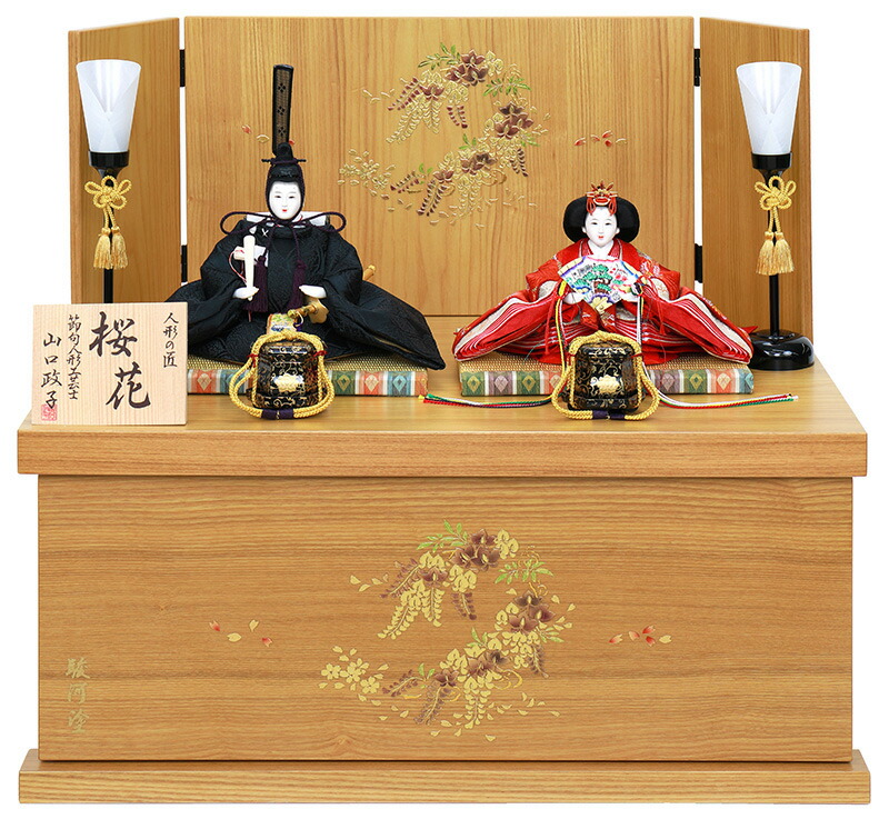 までお 特価 雛人形 収納飾り 黒/金・月に枝桜 二人飾り/親王飾り/間口60cm 51SMB-9 2022大 ベビータウン 通販  PayPayモール ひなまつり