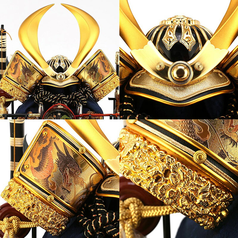 兜飾りケース飾り12号アクリルケース黒三品プレミアム【五月人形】【選べる3種類】