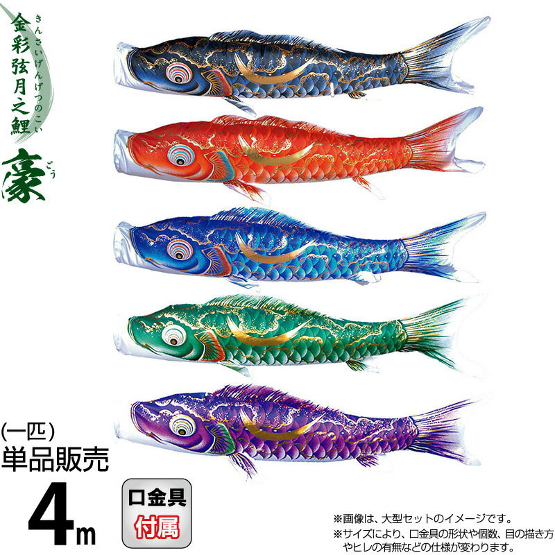 こいのぼり 徳永鯉 鯉のぼり 単品 4m 豪 金彩弦月之鯉 撥水加工 ポリエステルシルキーブライト生地 【2026年度新作】 001-836|人形屋ホンポ(NINGYOYA HOMPO)