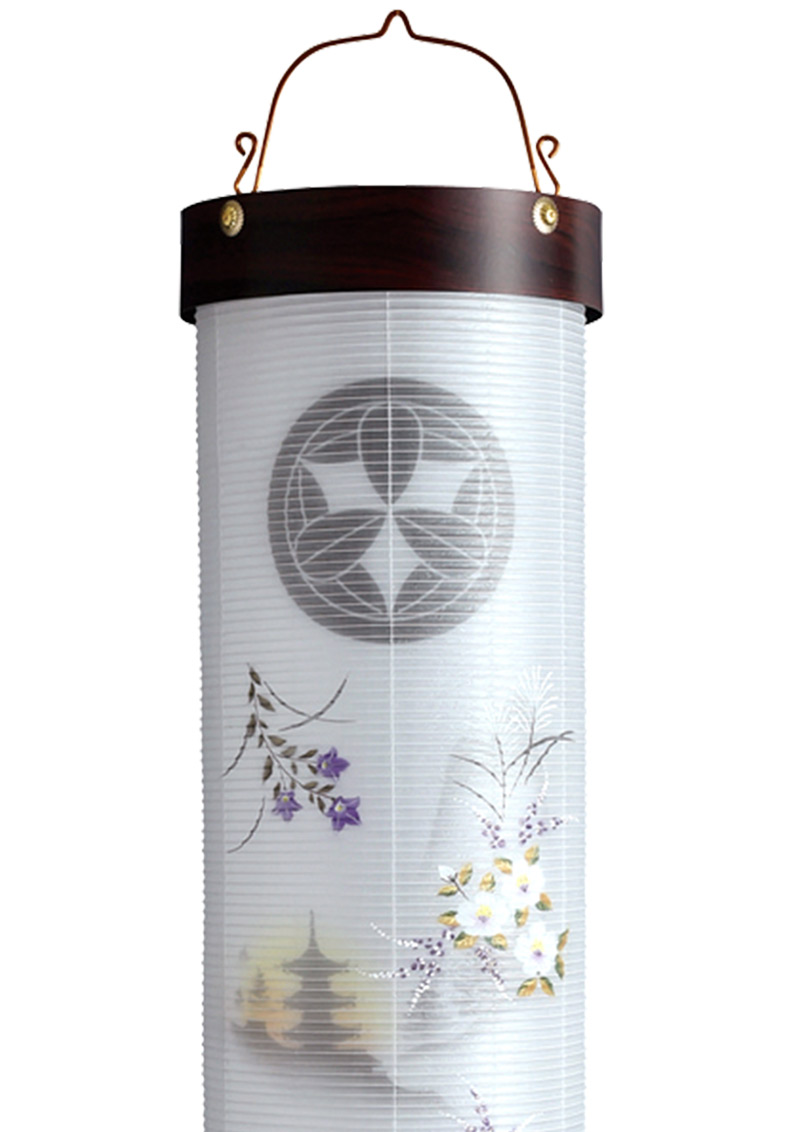 5 Off 盆提灯 住吉 紋入 十番 はづき 桜調杢目 対絵柄 一対入 電気コード式 絹製 絹二重 家紋入れ代込み H048 Ymt 7141 Fucoa Cl