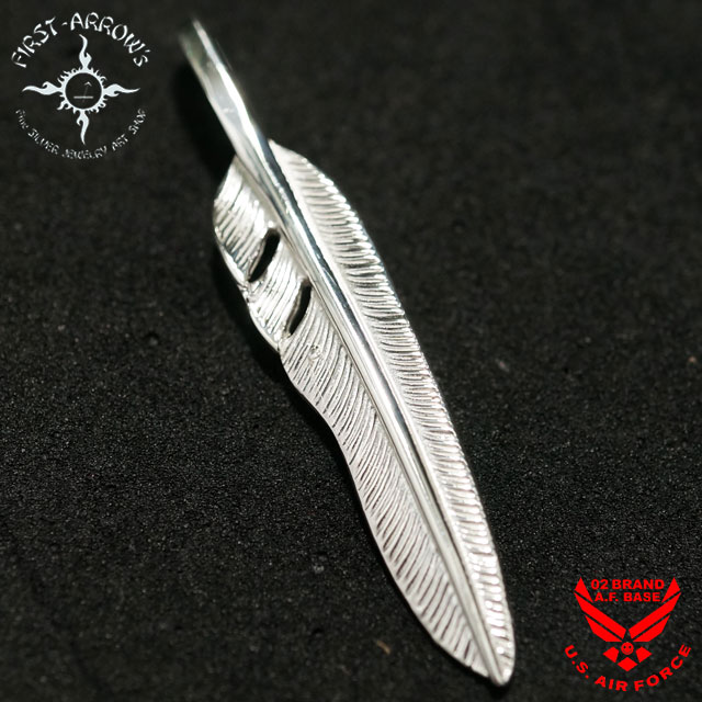 B*e様 FIRST ARROW'S シルバー 特大 フェザー ペンダント革紐ビ p-474-1.jpg